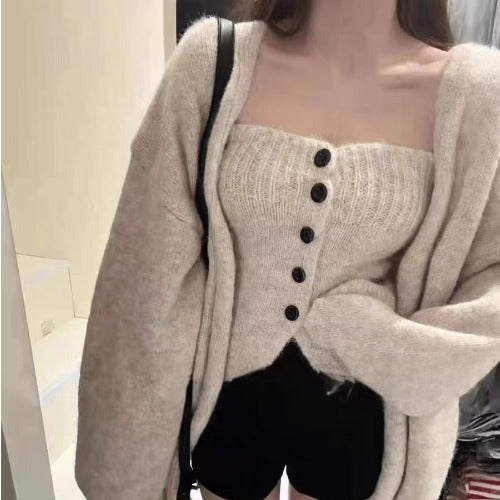 Damen Cardigan mit Knopf- und offenen Fronten Drune