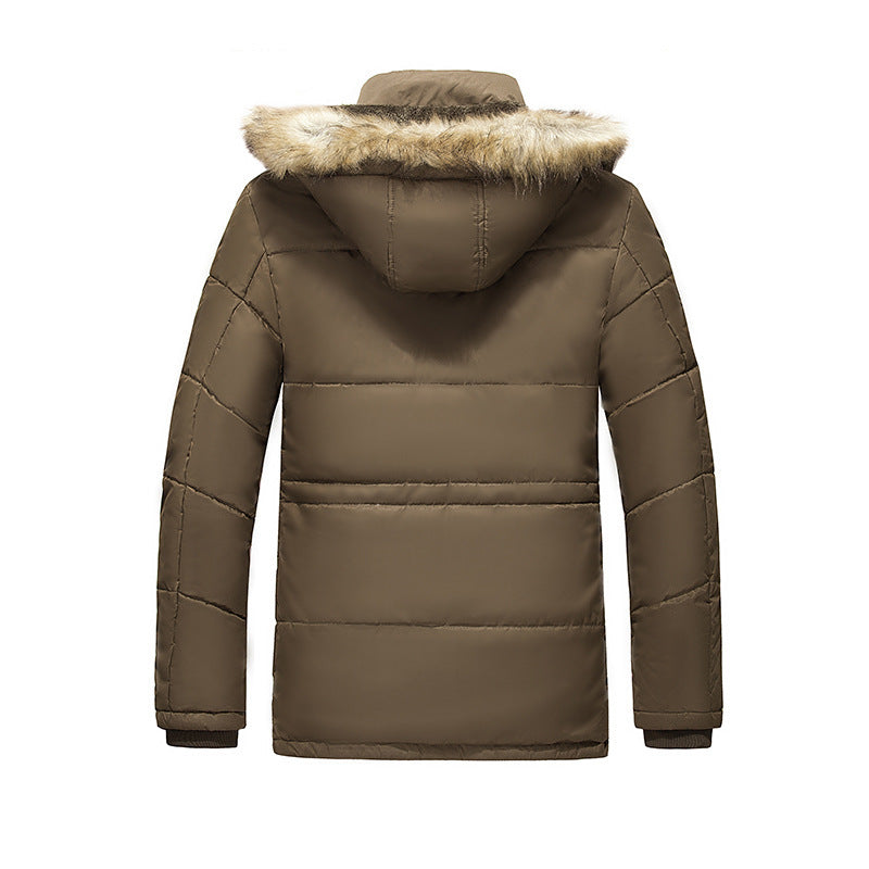 Herren Winterparka mit abnehmbarer Kunstfellkapuze gesteppter Thermofütterung und multifunktionalen Taschen Drune