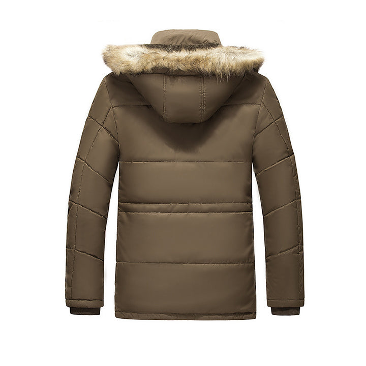 Herren Winterparka mit abnehmbarer Kunstfellkapuze gesteppter Thermofütterung und multifunktionalen Taschen Drune