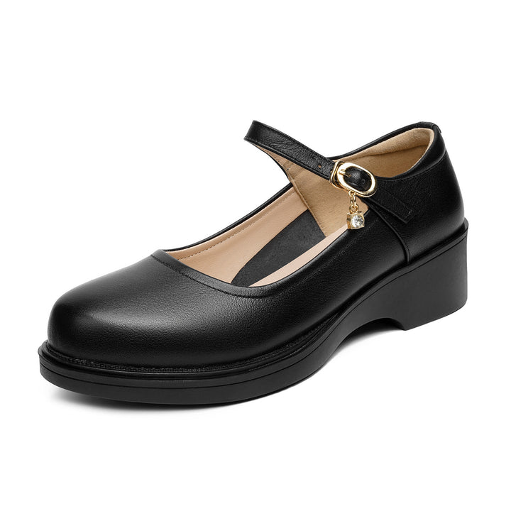 Damen Komfortable Ballerinas mit ergonomischem Fußbett und stabilem Blockabsatz Drune