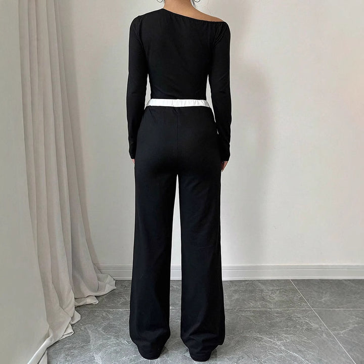 Damen Elegantes Jumpsuit mit asymmetrischem Oberteil und weitem Bein Drune