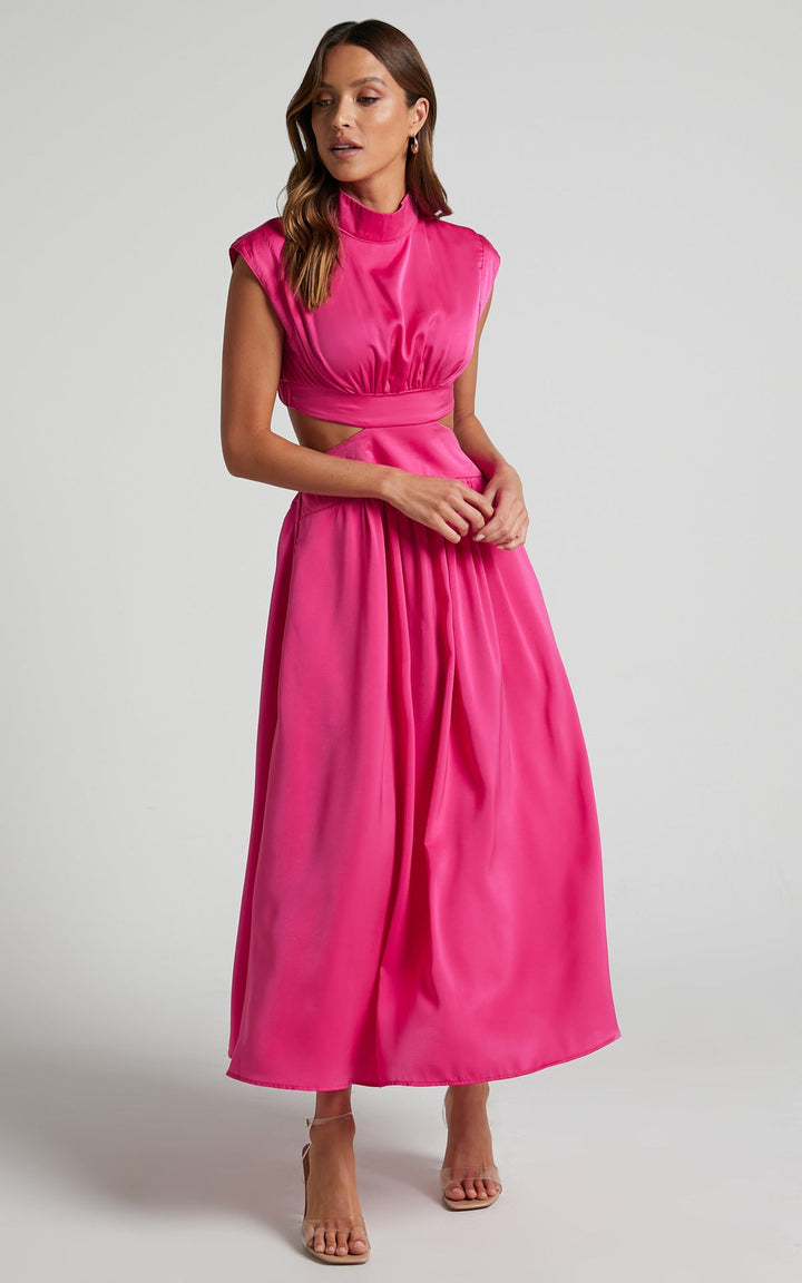 Damen Maxikleid mit kreativem Schnitt und tailliertem Design Drune