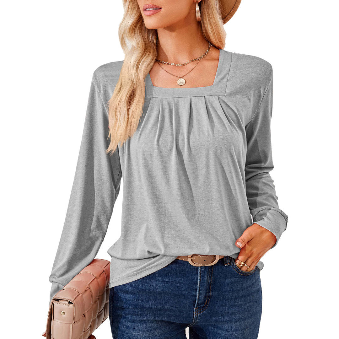 Damen Langarmshirt mit quadratischem Ausschnitt und femininer Raffung Drune