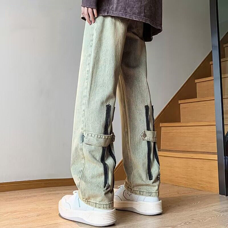 Herren Modische Cargo-Jeans mit Zipper-Details Drune