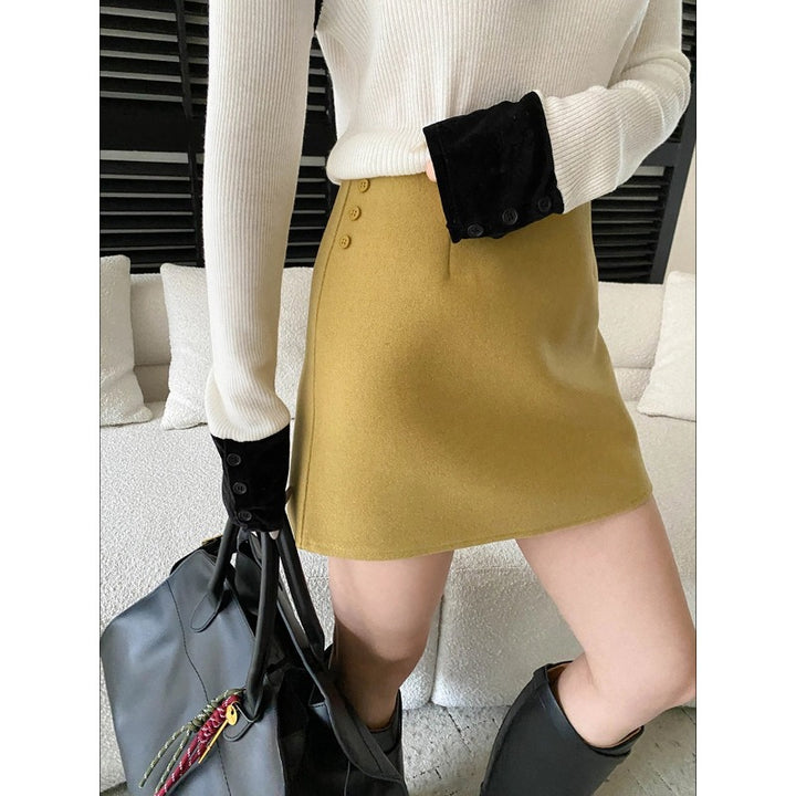 Damen elegantes Oberteil mit hohem Kragen und figurbetontem Schnitt Drune