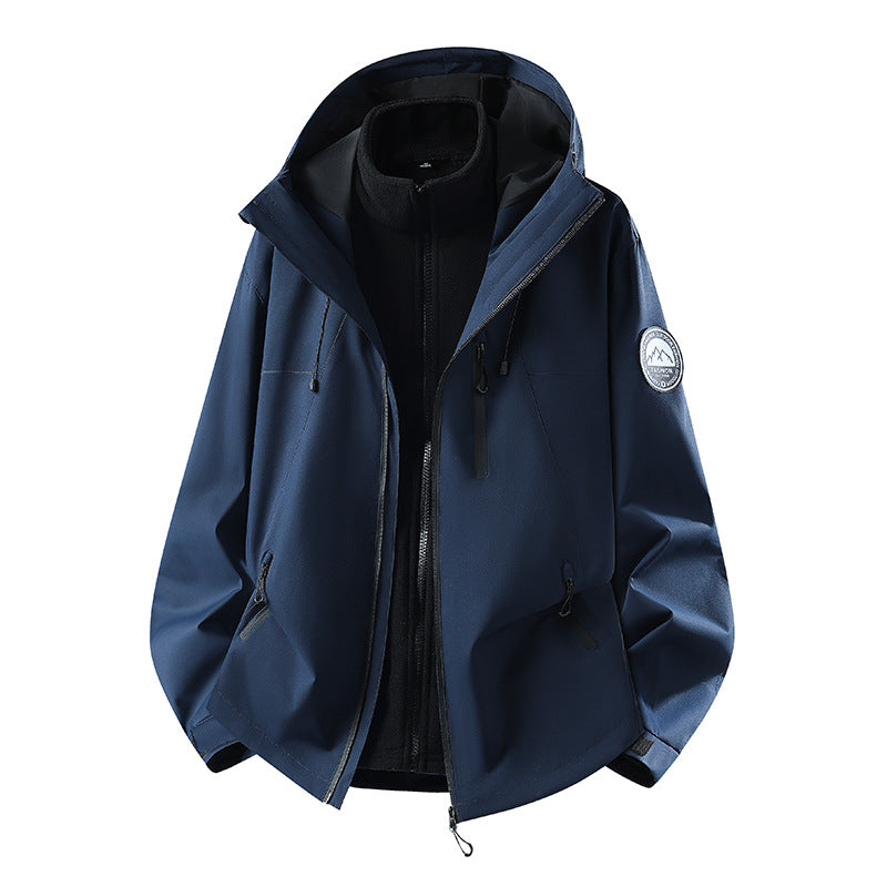 Herren dreiteilige Softshell-Outdoorjacke mit abnehmbarem Fleecefutter und Kapuze Drune