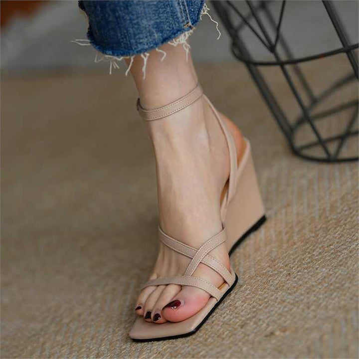 Damen elegante Plateau-Sandalen mit verstellbarem Riemendesign Drune