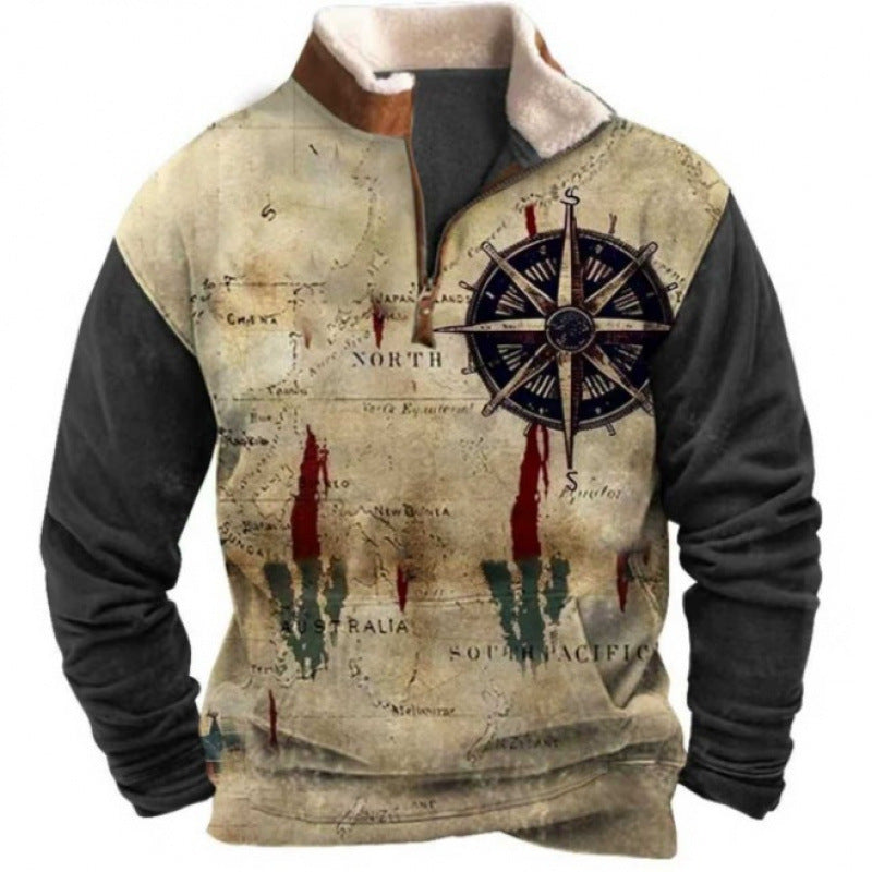Herren Wärmender Fleece-Pullover mit Stehkragen Drune