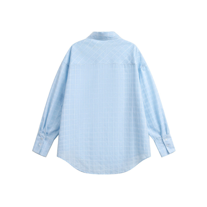 Damen Oversize-Bluse mit feinem Karomuster, Drop-Shoulder und verlängerter Rückenpartie Drune