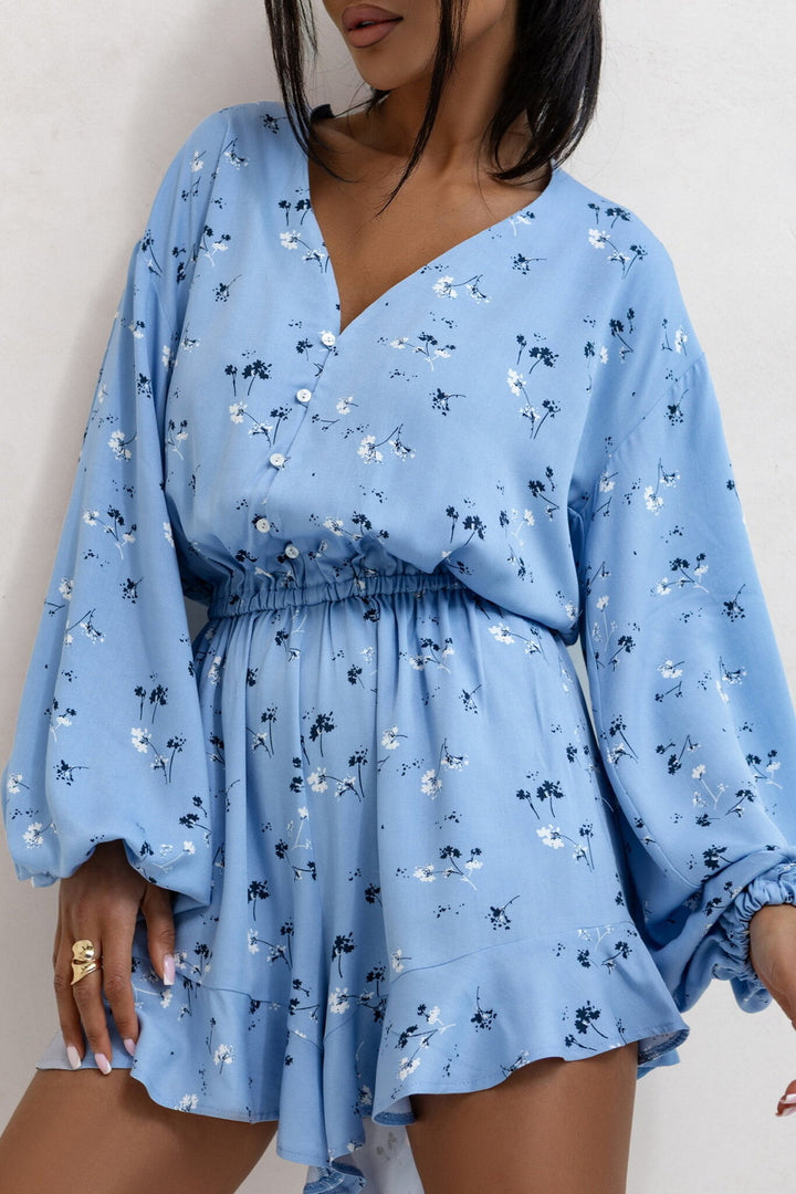Damen Lässiges Minikleid mit voluminösen Ärmeln und floralem Design Drune