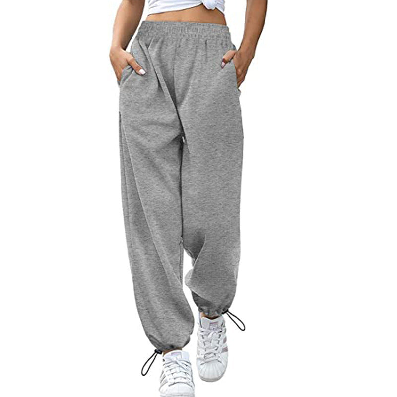 Damen Hohe Taille Entspannte Passform Jogginghose Drune