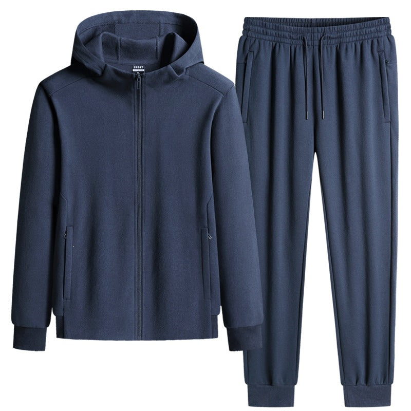 Herren zweiteiliges Kapuzen‑Trainingsset aus French‑Terry mit Reißverschlussjacke & konischer Jogginghose Drune