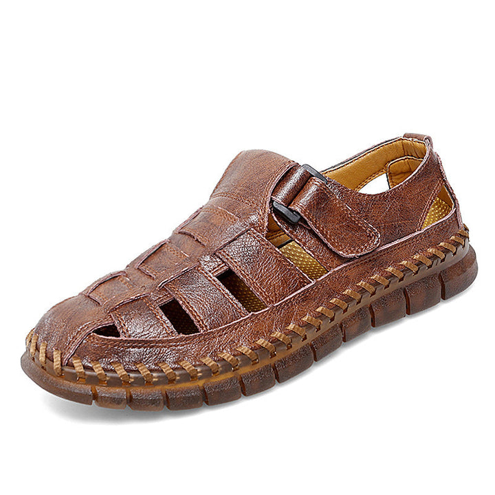 Herren Atmungsaktive Ledersandalen mit komfortablem Klettverschluss Drune