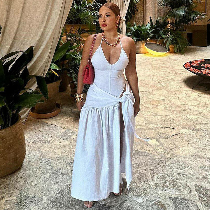 Damen Maxi-Kleid mit elegantem Wickeldesign und seitlichem Schlitz Drune