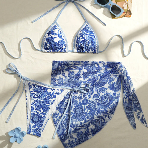 Damen Triangel-Bikini mit floralem Design Drune