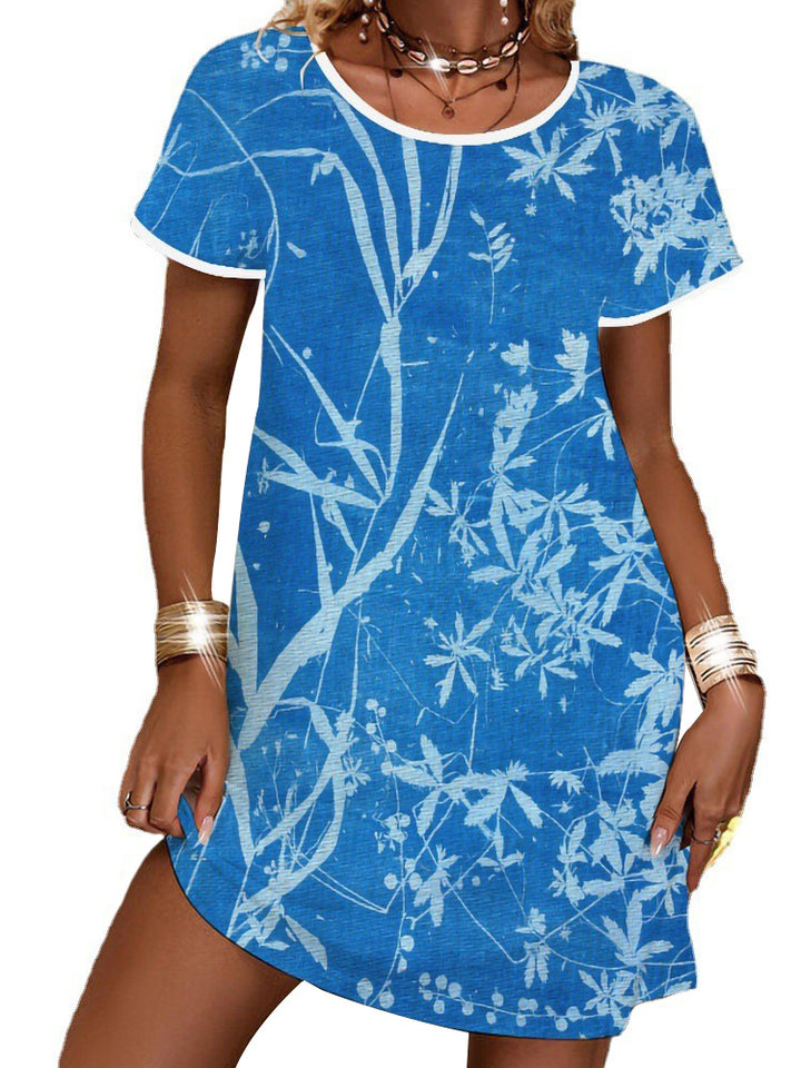 Damen Sommerliches T-Shirt-Kleid mit floralem Print Drune