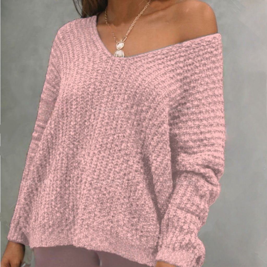 Damen Lockerer Bouclé‑Strickpullover mit überschnittener Schulter Drune