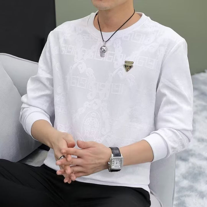 Herren Modernes Langarmshirt mit kreativem Strukturdesign Drune