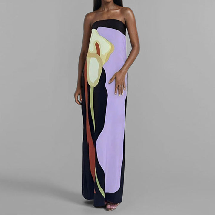 Damen Maxi-Kleid im modernen Kunststil Drune