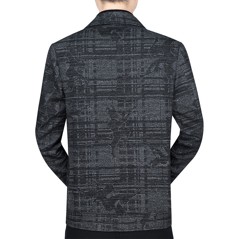 Herren Kurzjacke im strukturierten WDrunelook mit Hemdkragen und Knopfleiste Drune