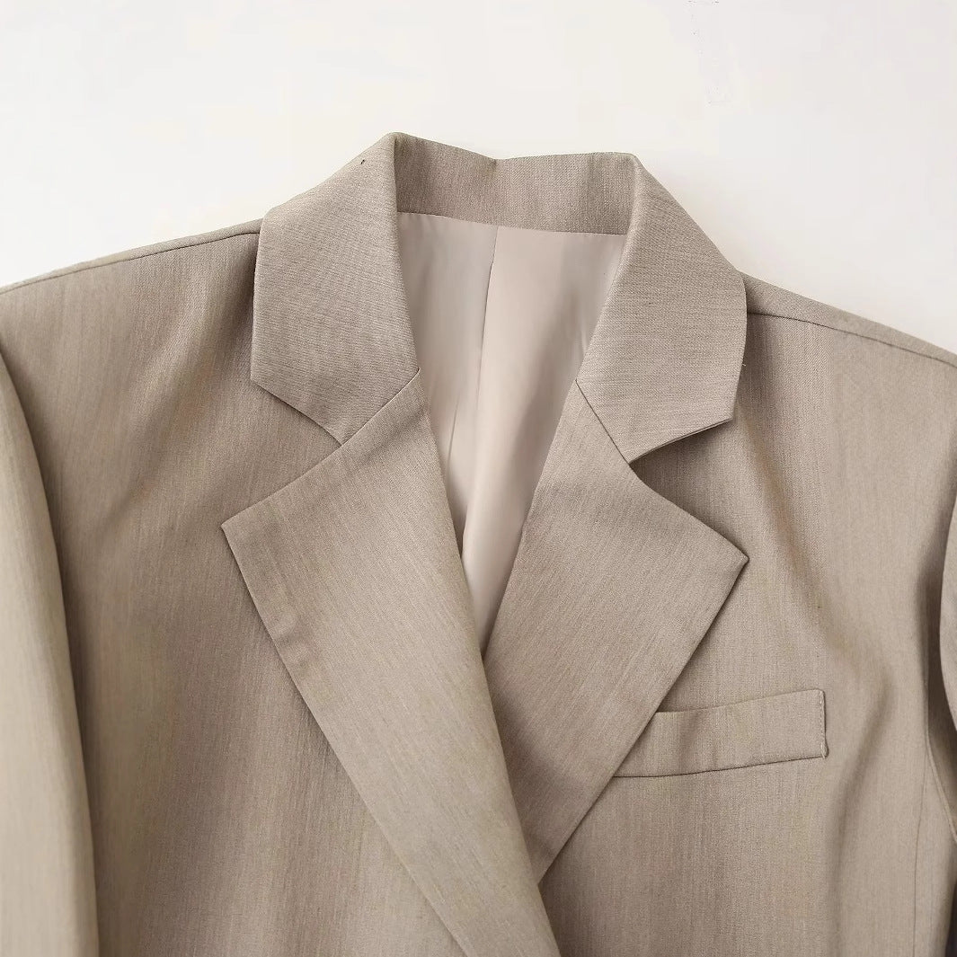 Damen nan taillierter Doppelreiher-Blazer mit fallendem Revers, innen gefüttert und schmaler Silhouette Drune