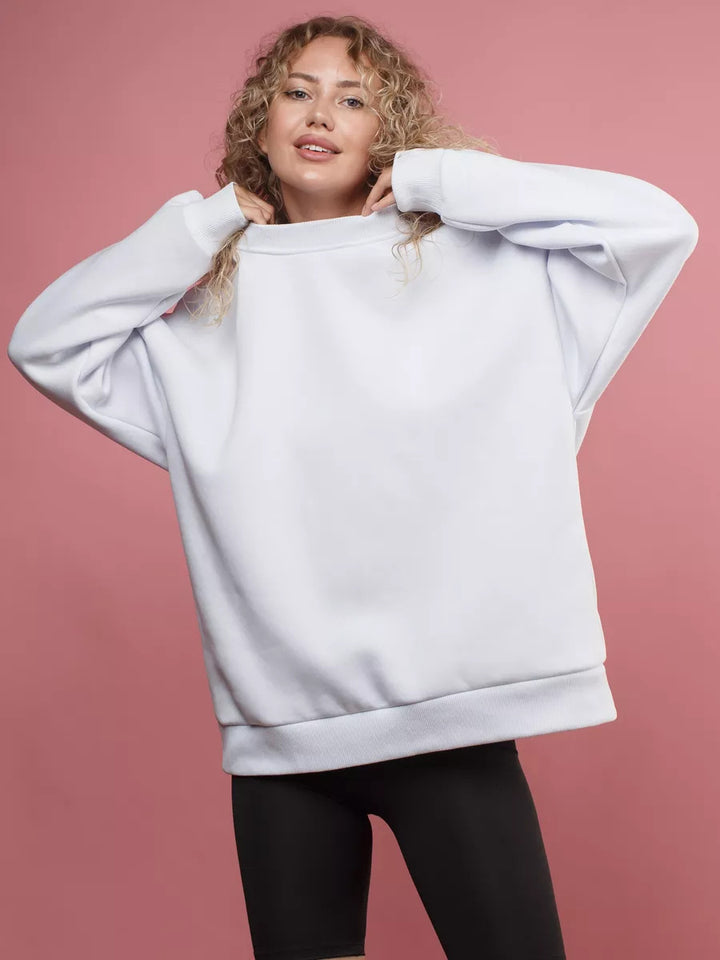 Damen oversized Sweatshirt mit Rundhalsausschnitt, French-Terry Innenfutter und überschnittener Schulter Drune