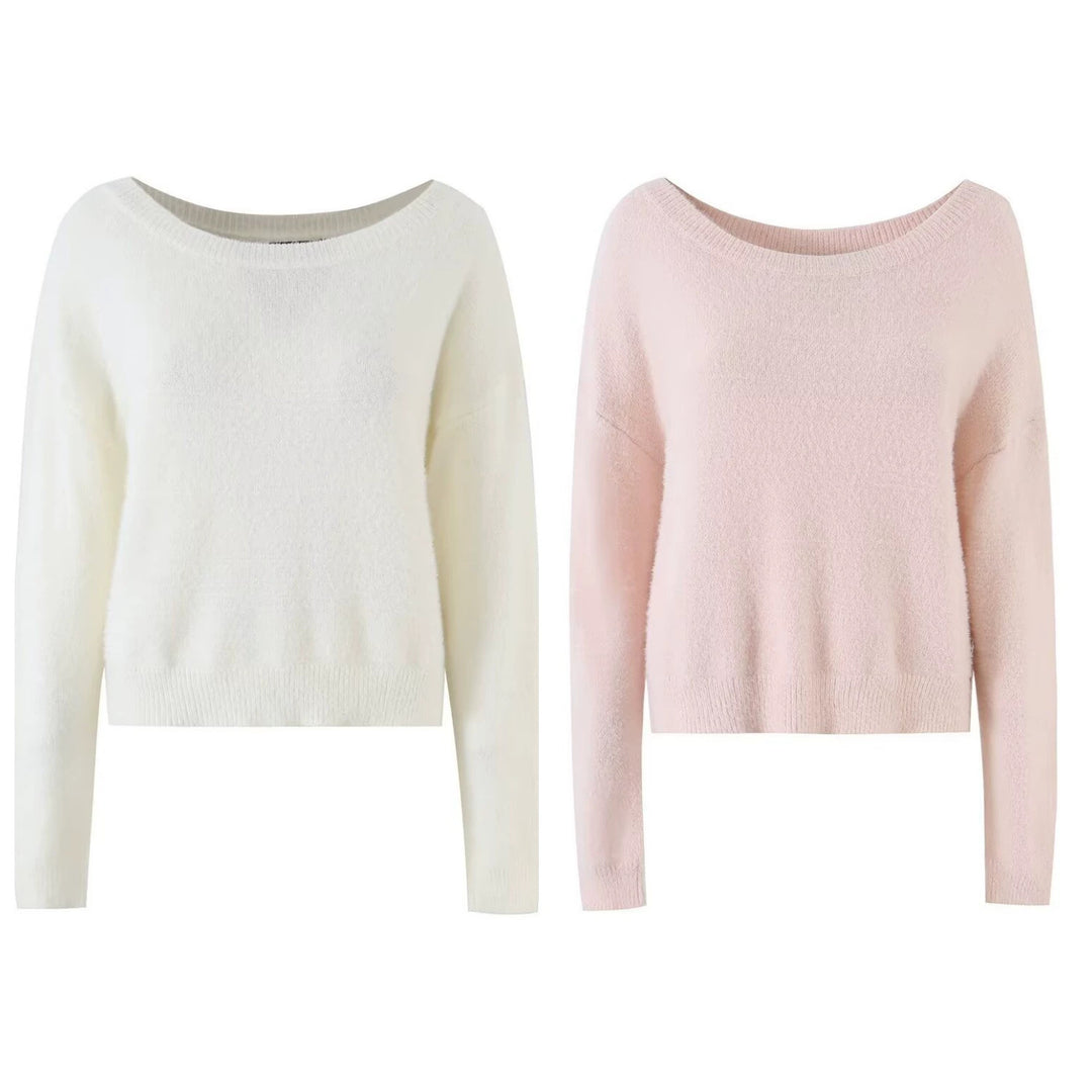 Damen Kuschelweicher Oversize-Pullover mit weitem U‑Boot‑Ausschnitt Drune