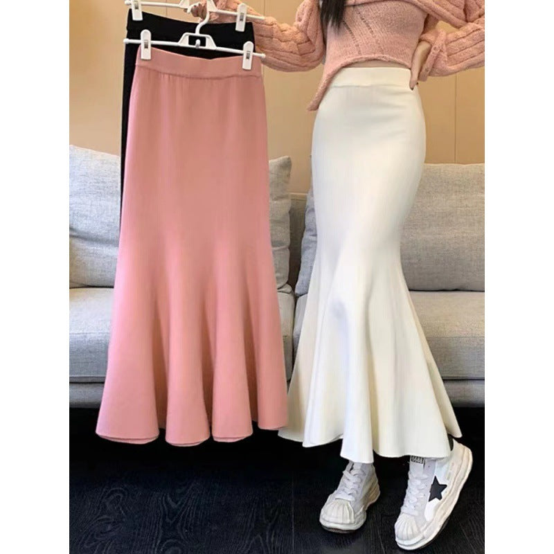 Damen Eleganter Midirock mit schwingendem Saum und hohem Bund Drune