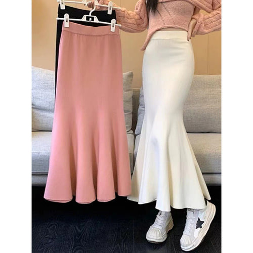 Damen Eleganter Midirock mit schwingendem Saum und hohem Bund Drune