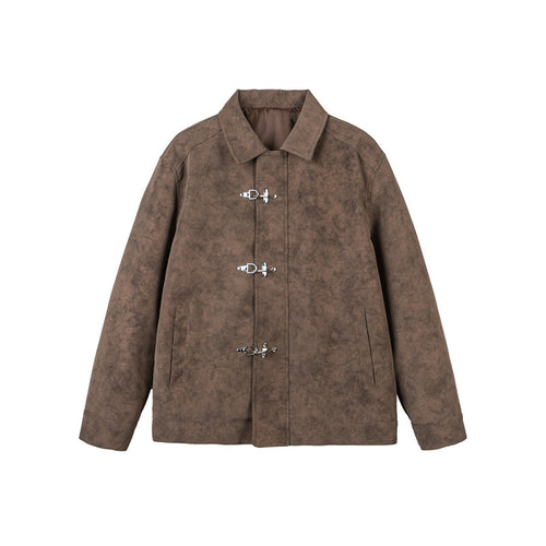 Herren Kurzjacke aus Velourslederimitat mit Metall-Knebelverschlüssen Drune