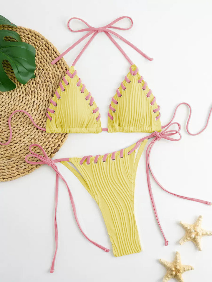 Damen Triangel-Bikini mit raffinierten Schnürdetails und moderner Rippstruktur Drune