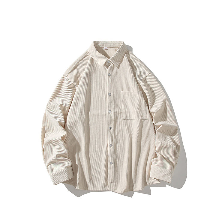 Herren Oversize-Feincord-Hemdjacke mit Brusttasche und Relaxed-Schnitt Drune
