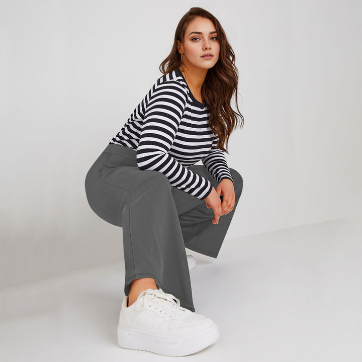 Damen Hochtaillierte Relax-Culottehose mit weitem Bein und seitlichen Eingrifftaschen Drune