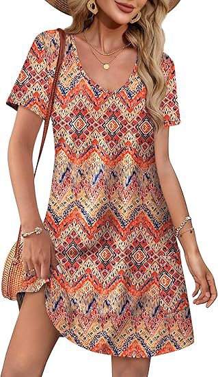 Damen Kurzarm Freizeitkleid Drune