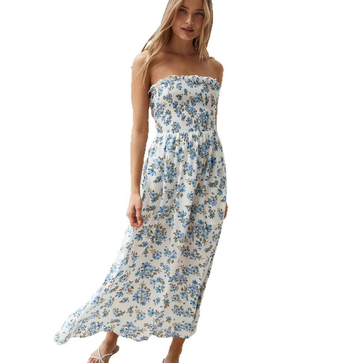 Damen Sommerliches Maxikleid mit schmalem Oberteil und Blumenprint Drune