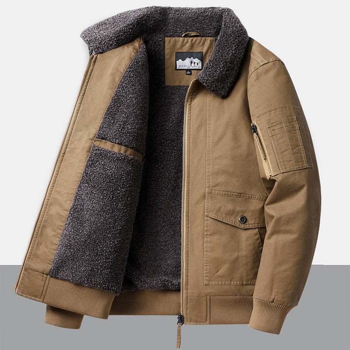 Herren Urbaner Utility-Jacke mit Teddyfellfutter Drune