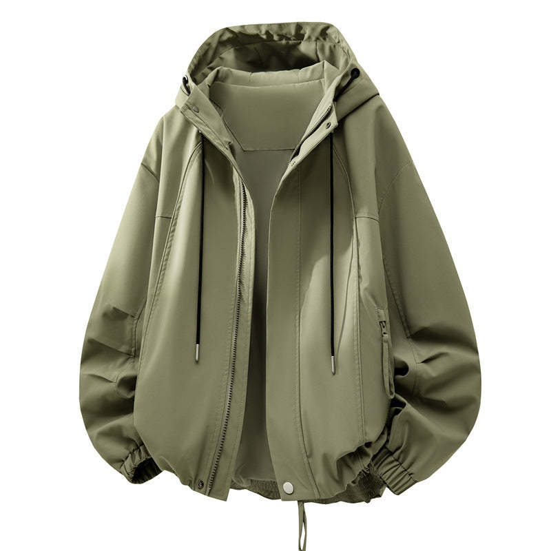 Unisex Oversize Regen- und Windjacke mit Kapuze, wasserabweisender Funktionsmembran Drune
