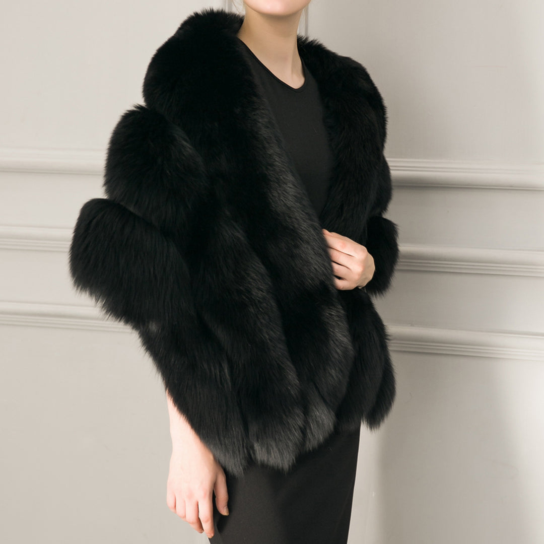 Damen luxuriöser Eleganter Kunstpelz-Cape Drune