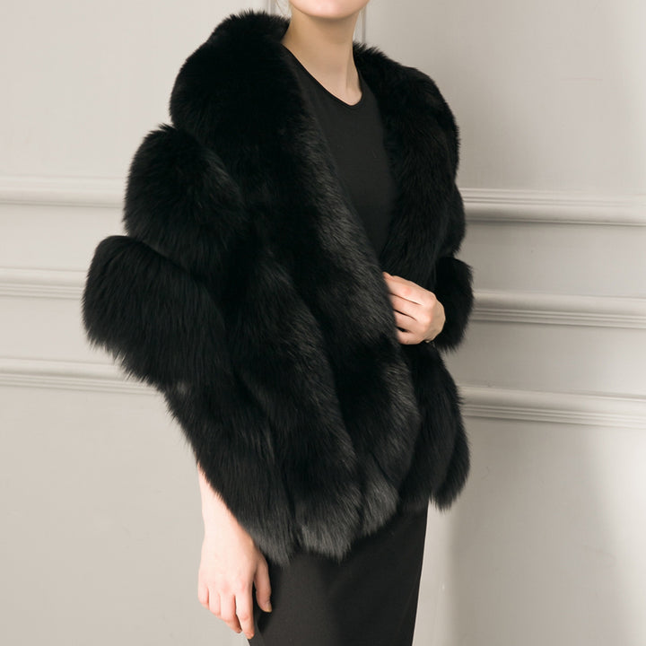 Damen luxuriöser Eleganter Kunstpelz-Cape Drune