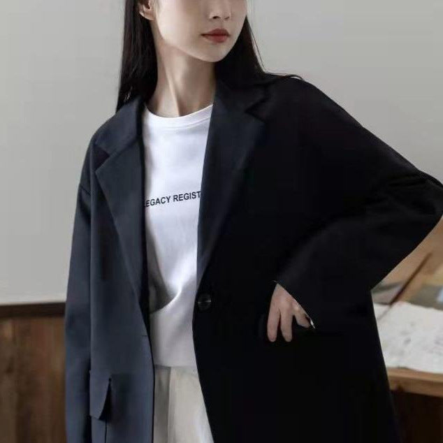Damen lässiger Longline-Blazer mit klassischen Revers Drune