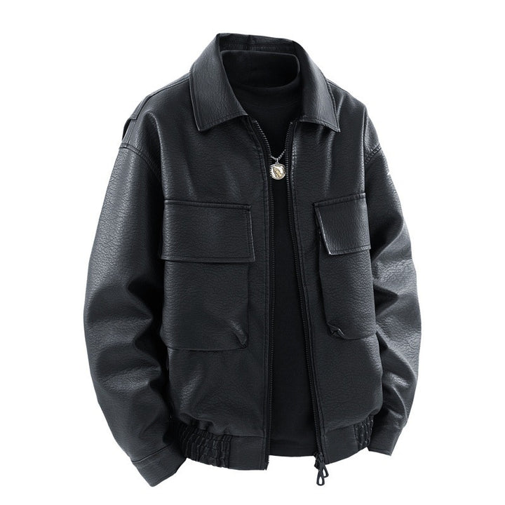 Herren Coole Kunstlederjacke mit praktischen Taschen Drune