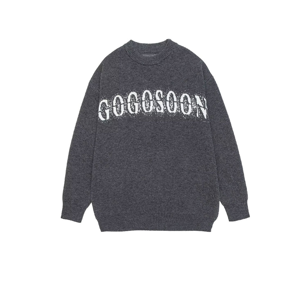 Damen Oversized Strickpullover mit Schriftzug Drune