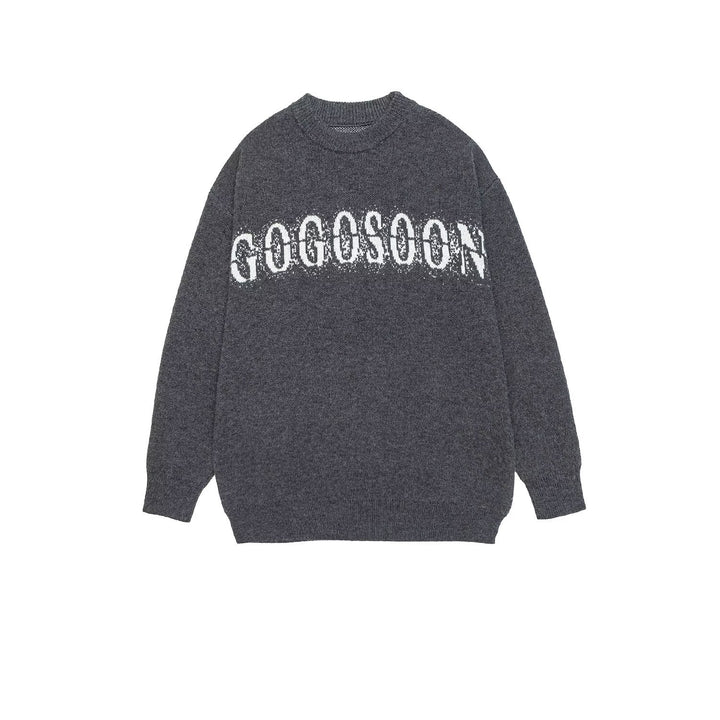 Damen Oversized Strickpullover mit Schriftzug Drune