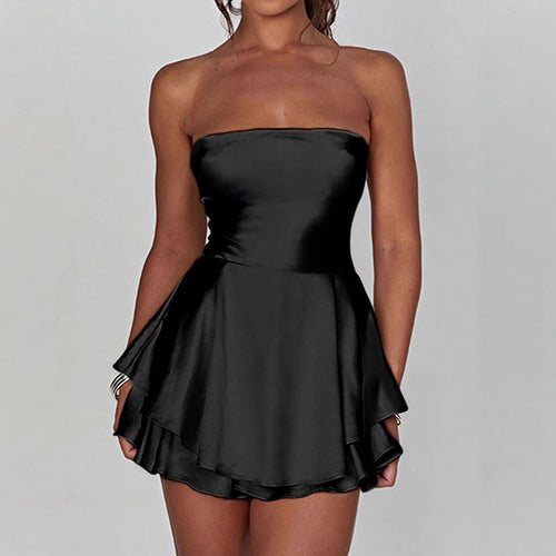 Damen Bandeau-Kleid mit schwingendem Volant-Design Drune
