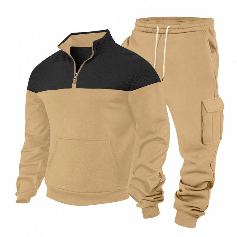 Herren Freizeit-Trainingsanzug mit Steppkragen und Cargo-Jogger Drune