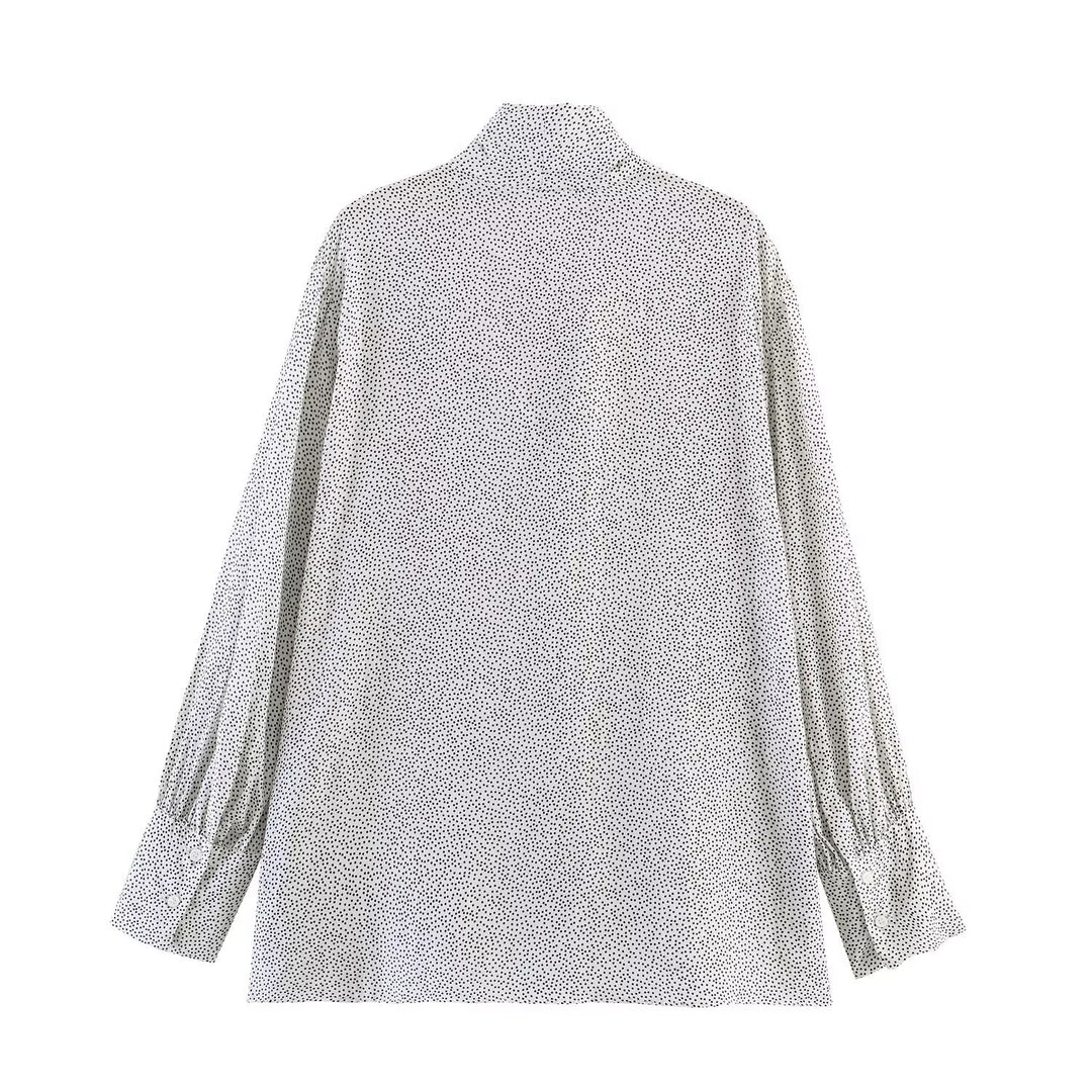 Damen Oversize-Bluse mit Schleifenkragen und Ballonärmeln Drune