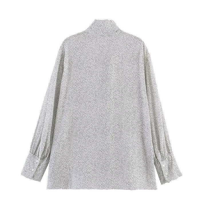 Damen Oversize-Bluse mit Schleifenkragen und Ballonärmeln Drune