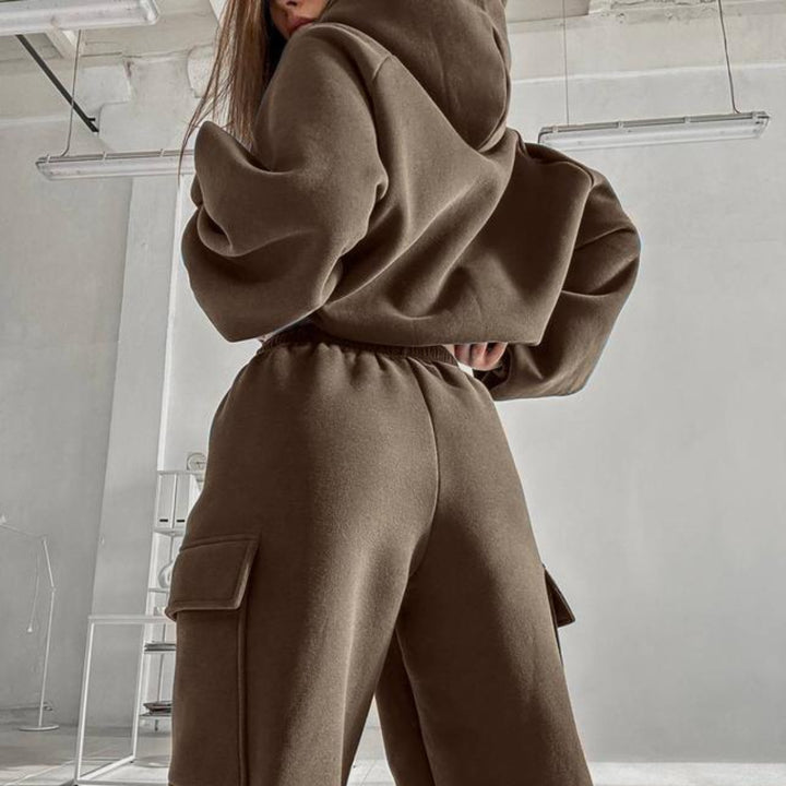Damen nan oversized Kapuzenpullover-Set mit Cargo-Jogginghose Drune