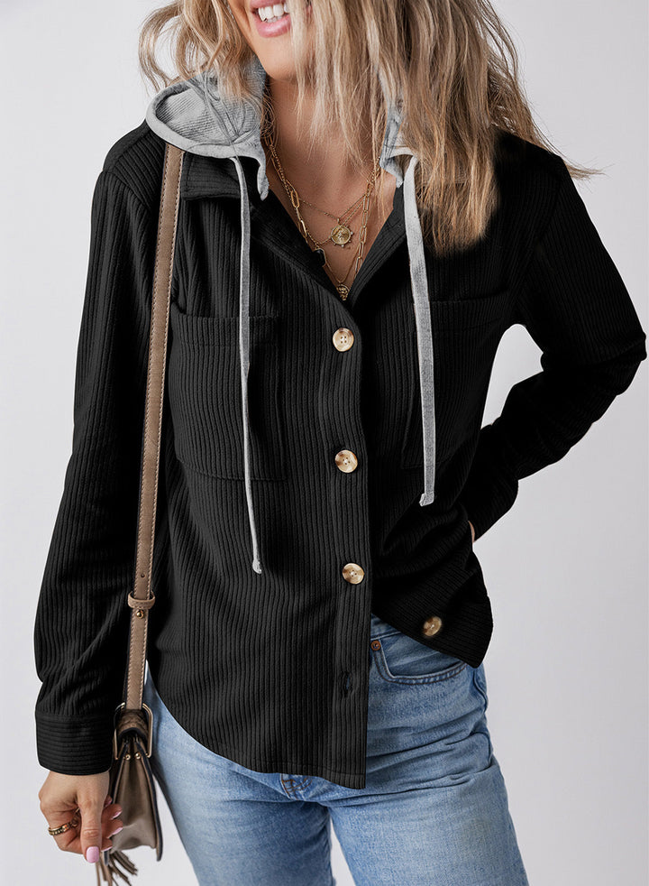 Drune | Revers Knopf Kapuzenjacke
