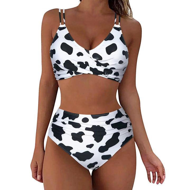 Damen Trendiger Hochschnitt-Bikini mit Raffung Drune